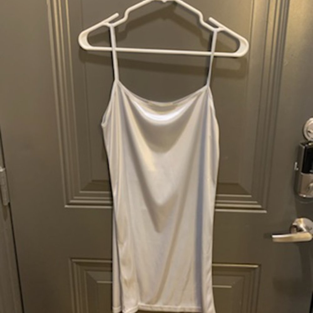 [2] O2 Collection slip dresses, both size medium, 1 silver color, 1 grey color